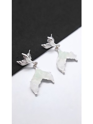 Serenity Opal Taşlı Minimalist Figür Küpe