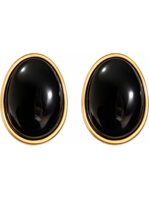 Venüs Design Çelik Doha Küpe Siyah Renkli Çivi Model Kadınlar İçin Şık Tasarım