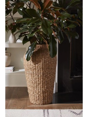 Doğal Seagrass Hasır Vazo, Bohem Tarz, Şık ve Modern Dekorasyon Ürünü