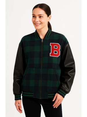 Maison Voura Kolları Suni Deri Içi Astarlı Oduncu Kolej Içi Ceket - Haki