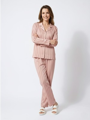 Love Giyim Çizgi Detaylı Pijama Takımı