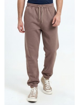 Kahverengi Erkek 3 Iplik Erkek Eşofman Altı Paça Lastikli Yumuşak Pamuklu