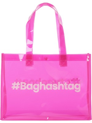 Baghashtag Pembe Şeffaf Plaj Çantası Silikon/Plastik Malzeme ile Su ve Kum Geçirmez Özellikte