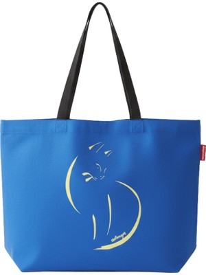 Baghashtag Mavi Kedi Baskılı Gabardin Bez Çanta