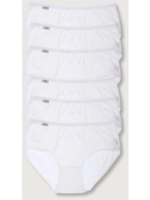 Tutku Kadın Beyaz Elastan Likralı Bato Külot 6 Lı Paket-Beyaz-Xl