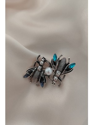 BB Bi Butik Shop Çift Arı Tasarımlı Broş Yaka Iğnesi