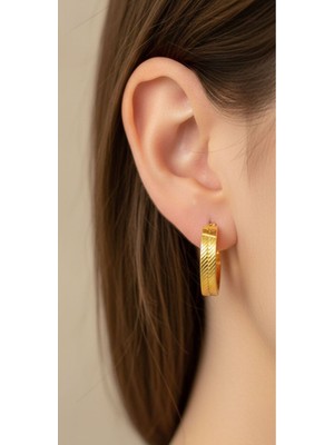 Kuyumcu Nurettin 2,30 gr (GRAM) Diyarbakır Hasır Desenli Küpe 22 Ayar Altın 17 mm (Çift)