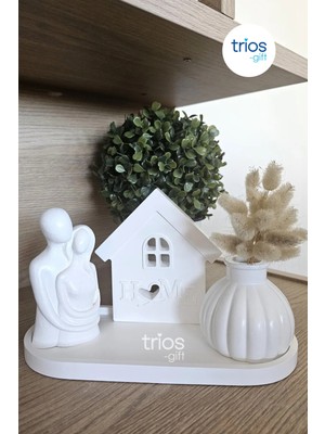 Modern Çift Figürlü Dekoratif Vazo Seti, 4'lü, Şık Ev Dekoru