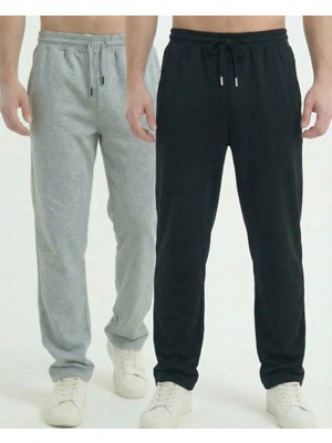 Erkek 2'li Baggy Bol Paça Oversize Relaxed 4 Mevsim Eşofman Altı Bol Paça 2 Iplik Tam Kalıp