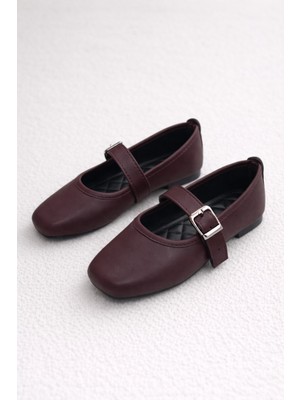 ModaFrato Rossa Kemerli Babet Günlük Kadın Ayakkabı Mary Jane Ev Babeti
