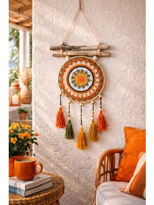 Makromenis Nazarlık Düşkapanı Nazar Boncuğu Rüya Tutucu Kapı Süsü Duvar Süsü Dreamcatcher Mandala