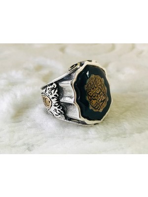 Canka Kelime-i Tevhid İşlemeli 925 Ayar Erkek Gümüş Yüzük