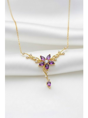 Çekirdek Jewelry 925 Ayar Gümüş Mortaşli Taşlı Sarmaşık Kolye