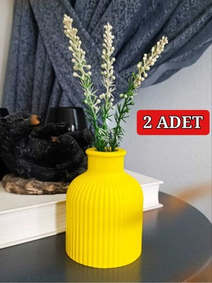 2'li Çizgili Vazo Seti, Pampas ve Kuru Çiçekler Için Renkli Dekorasyon