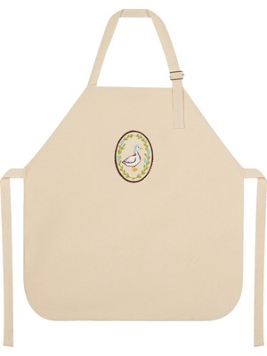 %100 Pamuk Hambez Çocuk Mutfak ve Etkinlik Önlüğü - 6-8 Yaş - Nakışlı Çift Kat