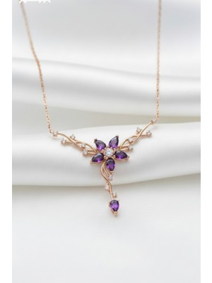 Çekirdek Jewelry 925 Ayar Gümüş Mortaşli Taşlı Sarmaşık Kolye