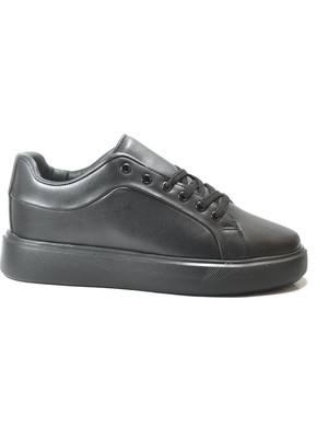 Onlo Ayakkabı 25A.915 Siyah & Beyaz Kalın Taban Bağlı Sneaker Erkek Ayakkabı