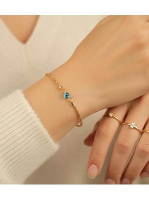 Kuyumcu Nurettin 1.80 gr (Gram) Halat Göz Bileklik Künye 14 Ayar Altın (Rose-Yeşil-Sarı-Beyaz)