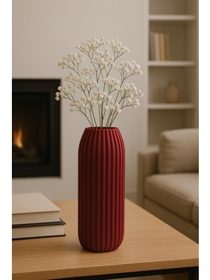 Bordo Renkli Modern Dekoratif Vazo, Şık ve Doğal Tasarım