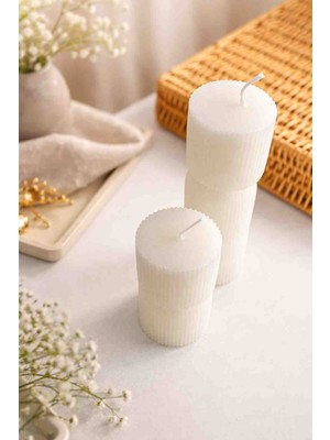 Livalight.officiall 2'li Dekoratif,konik Çizgili,lavanta Kokulu Mum