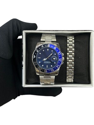 Urfa Takı Tasarım Erkek Metal Kordon Analog Kol Saati Seti – Siyah Kadran, Tarih Göstergeli, Şık Tasarım