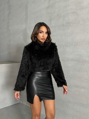 Siyah Simli Sakallı Peluş Toptan Bluz