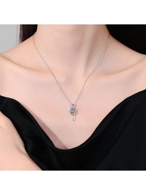 ShellWetr Kadın Kolye Pure Diamonds Gümüş Zincir Sol Anahtarı Kadın Kolye