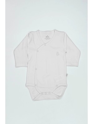 Belle Fusion Bfs Organik Natural Basic Style Kruvaze Uzun Kol Body BS17102 Beyaz