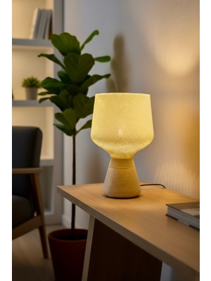 Luvenza Design Örgü Dokulu Üst Tasarım & Odunsu Alt Gövde Abajur