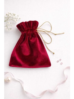 Buem Shop Ruby Mini Kese 10X15 cm | Kadife Hediye & Takı Kesesi – Açık Bordo Şık Sunum