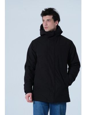 Pique Maxım Erkek Mont Kapüşonlu Kapitone Astarlı  Uzun Erkek Mont