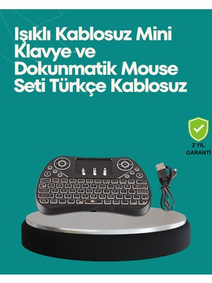 Işıklı Kablosuz Mini Klavye – 2.4 Ghz, Dokunmatik Mouse Özellikli Dıe Grup - 837
