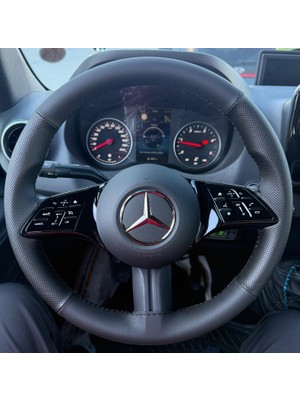 Hasbay Dikişli Direksiyon Kılıfı Siyah / Nokta Deri Siyah Dikişli Mercedes Sprinter Yeniler