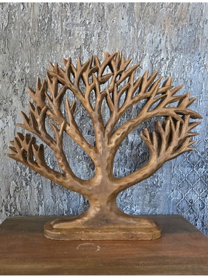 Feyza Design Doğal Ahşap Görünümlü Hayat Ağacı, Masa Dekoru, Yeni Yıl Süslemesi