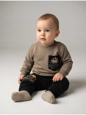 Nazar Kids Erkek Bebek Outdoor Life Baskılı 3 Iplik Alt Üst Takım