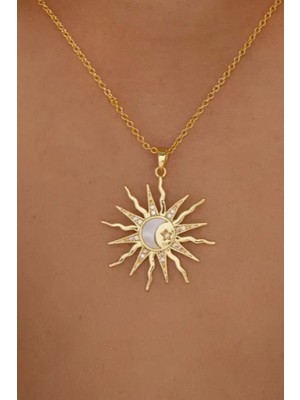 Zetconcept Zet Style "soluna – Işığın ve Gecenin Birliği" – Altın Rengi Zarif Mistik Kolye