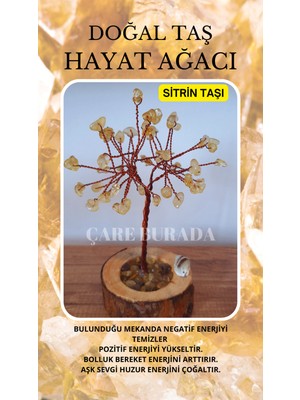 Feyza Design Hayat Ağacı Sitrin Taşı, Pozitif Enerji ve Şifa Kaynağı