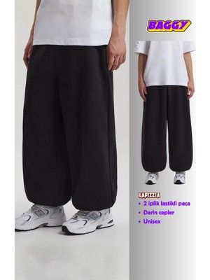 Vladivosto Paçası Lastikli Ekstra Rahat Bol Kalıp Büyük Beden Baggy Oversize Eşofman Altı
