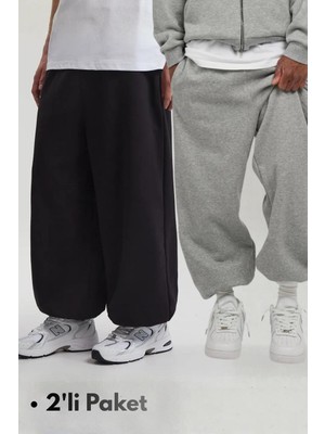 Vladivosto Paçası Lastikli Ekstra Rahat Bol Kalıp Büyük Beden Baggy Oversize Eşofman Altı