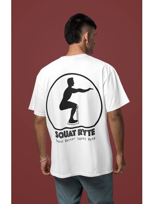 Sevbano Squat Better Squat Ryte Sırt Baskılı Unisex Oversize Fitness Bodybuilding Tişört