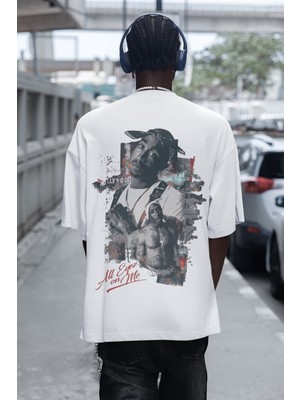 Sevbano Rapper Tupac All Eyes On Me Sırt Baskılı Unisex Oversize Şarkıcı Tişört