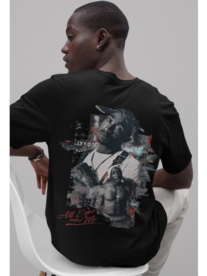 Sevbano Rapper Tupac All Eyes On Me Sırt Baskılı Unisex Oversize Şarkıcı Tişört