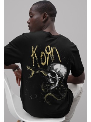 Sevbano Korn Rock Metal Sırt Baskılı Unisex Oversize Müzik Grubu Tişört
