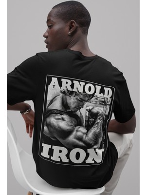 Sevbano Arnold Pumping Iron Boydbuilding Sırt Baskılı Unisex Oversize Fitness Sporcu Tişört