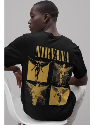 Sevbano Nirvana Rock Metal Sırt Baskılı Unisex Oversize Müzik Grubu Tişört