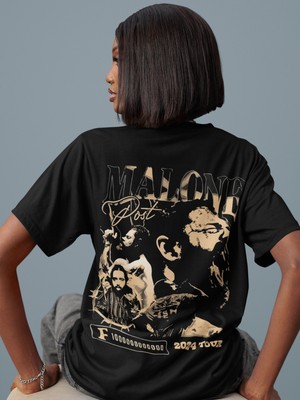 Sevbano Tasarım Post Malone Rapper Sırt Baskılı Unisex Oversize Şarkıcı Tişört