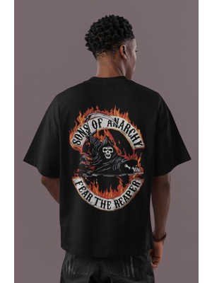Sevbano Sons Of Anarchy Dizi Sırt Baskılı Unisex Oversize Motorcu Tişört