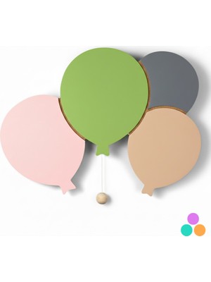 Han Clock Masal Arkadaşı Dörtlü Balon Ahşap LED Duvar Gece Lambası