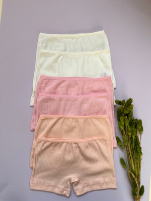 Veloure Kız Çocuk Şort Boxer 2 Beyaz 2 Yavru Ağzı 2 Pembe  Şort Fitilli Boxer ( 6 Parça )