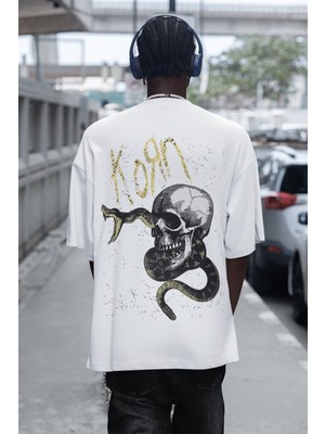 Sevbano Korn Rock Metal Sırt Baskılı Unisex Oversize Müzik Grubu Tişört